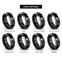 font options for inside engraving on black & grey mountain paw wildflower rings