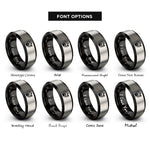 font options for inside engraving on black & gray mountain paw wildflower rings