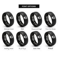 font options for inside engraving on black mountain paw wildflower rings