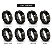 font options for inside engraving on black mountain paw wildflower rings