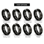 font options for inside engraving on black & silver mountain peaks rings