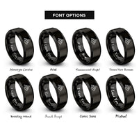 font options for inside engraving on black mountain peaks rings