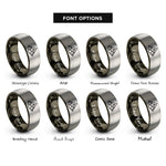 font options for inside engraving on gunmetal & grey mountain peaks rings