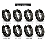 font options for inside engraving on black & grey mountain peaks trail rings