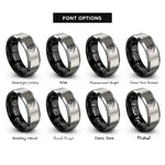 font options for inside engraving on black & grey mountain peaks trail rings