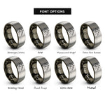 font options for inside engraving on gunmetal & grey mountain peaks trail rings
