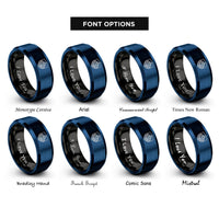 font options for inside engraving on black & blue mountain range badge rings