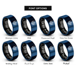 font options for inside engraving on black & blue mountain range badge rings