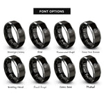 font options for inside engraving on black & gray mountain range rings