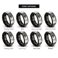 font options for inside engraving on black & gray mountain range rings