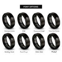 font options for inside engraving on black mountain range rings