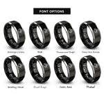 font options for inside engraving on black & grey mountain rescue cross rings