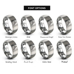 font options for inside engraving on silver mountain ridge moon rings