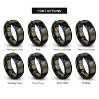font options for inside engraving on gunmetal & blue mountain ridge moon rings