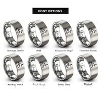 font options for inside engraving on silver mountain silhouette rings