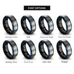 font options for inside engraving on black & blue & silver mountain stars rings