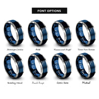 font options for inside engraving on blue & gray mountain stars rings
