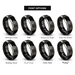 font options for inside engraving on black & gray mountain summit rings