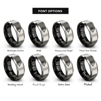 font options for inside engraving on black & gray mountain summit rings