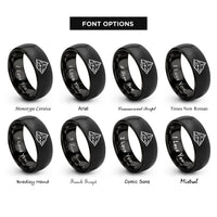 font options for inside engraving on black mountain summit rings