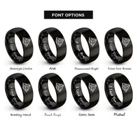 font options for inside engraving on black mountain summit rings