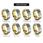 font options for inside engraving on gold & gray mountain sunrise rings
