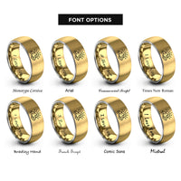 font options for inside engraving on gold & silver mountain sunrise rings