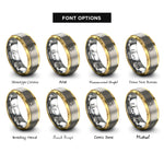 font options for inside engraving on gold & grey mountain sunrise rings