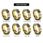 font options for inside engraving on gold & gray mountain sunrise rings