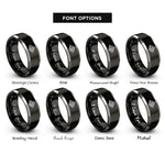 font options for inside engraving on black & silver mountain topography rings