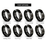font options for inside engraving on black & gray mountaineer ice axe rings
