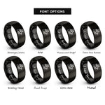 font options for inside engraving on black mountaineer ice axe rings