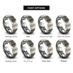 font options for inside engraving on gray mountaineer ice axe rings