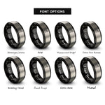 font options for inside engraving on black & silver mountaineer pack rings