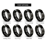 font options for inside engraving on black & gray mountaineer pack rings