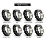 font options for inside engraving on black & grey mountaineer pack rings