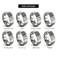 font options for inside engraving on grey mountaineer pack rings