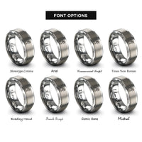 font options for inside engraving on grey mountaineer pack rings