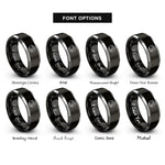 font options for inside engraving on black & silver mountains waves rings