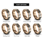 font options for inside engraving on rose gold mountains waves rings