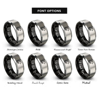 font options for inside engraving on black & silver mouse rings