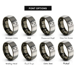 font options for inside engraving on gunmetal & silver mouse rings