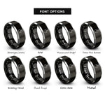 font options for inside engraving on black & silver mousepad rings