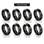 font options for inside engraving on black & gray movie camera rings