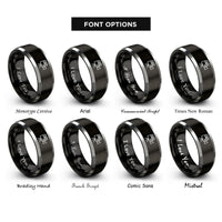 font options for inside engraving on black & gray movie camera rings