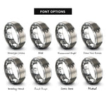 font options for inside engraving on grey movie camera rings