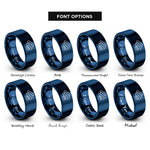 font options for inside engraving on blue mozzarella sticks rings