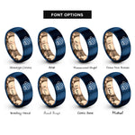 font options for inside engraving on rose gold & blue mozzarella sticks rings
