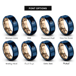 font options for inside engraving on rose gold & blue mozzarella sticks rings