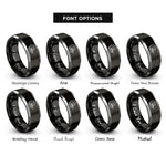 font options for inside engraving on black & gray mri magnet rings